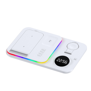 Chargeur sans fil lumineux RVB coloré pour appareils mobiles, station de charge pliable avec support de téléphone et réveil - Product Image 4