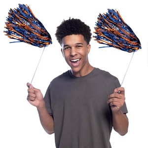 <span class=keywords><strong>Blue</strong></span> Orange 500 <span class=keywords><strong>Plastic</strong></span> Streamers Rooter Poms Cheerleading Shakers <span class=keywords><strong>Pom</strong></span> Poms con mango de palo largo - Product Image 1