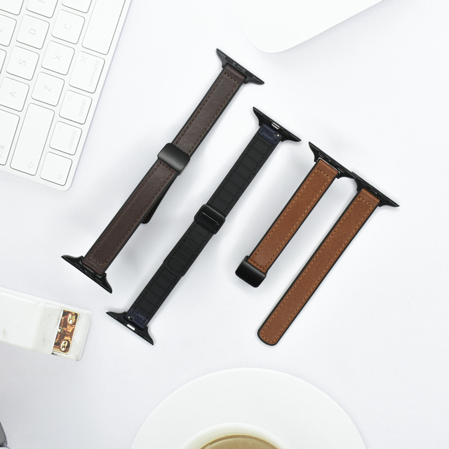 For Apple Watch 10 11 New Fashion Luxury PU Leather Silicone Smart Watch Magnetic Replacement Strap for IWatch 44mm 49mm