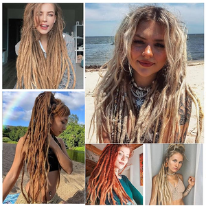 Extensions de dreadlocks synthétiques douces à double trame texturée, style africain Hip-hop Reggae - Product Image 6