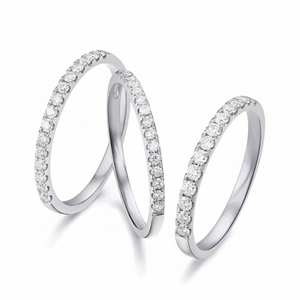 Anello da pollice placcato in platino con diamante pieno da donna a diamante basso con anello con trasmissione in diretta stile Lecon - Product Image 1