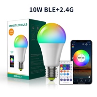 Lampe LED intelligente à intensité variable avec Wi-Fi, base en plastique E26/E27/B22, alimentation CA, revêtement mural en tissu noir, télécommande