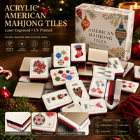 Ensemble de Mahjong de Luxe Américain 1,50 Pouce Or Champagne Acrylique 3 Couches 160 Pièces Gravé au Laser Pliable Portable Personnalisé OEM
