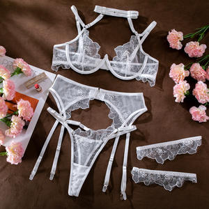 New Arrival Sexy Chain Female Lingerie Set Lace Embroidery Womens Lingerie Set Wholesale White Bride Luxury Lingerie Set - Product Image 6