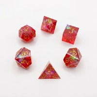 Lot de 7 dés polyédriques bicolores de taille standard, en résine acrylique brillante peinte à la main, pour D&D (Dungeons & Dragons)