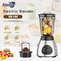 Starlux 110V 1.5 Litre Mélangeur de Table Haute Vitesse Robuste en Acier Inoxydable Machine Blender Électrique Portable pour Aliments