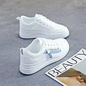Zapatillas Deportivas Blancas con Plataforma y Cordones, Puntera Transpirable, Entresuela de EVA, Suela de Goma, para Todas las Temporadas, Diseño Degradado - Product Image 4