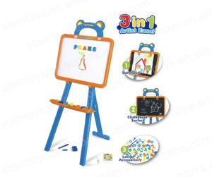 Juego de tablero de dibujo magnético de doble cara 3 en 1, caballete de arte permanente borrable, juguetes divertidos de aprendizaje del alfabeto para niños - Product Image 2