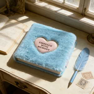 Album <span class=keywords><strong>photo</strong></span> personnalisé en peluche moelleuse avec couverture en cuir à rebond fixe et insert en forme de cœur pour couple, anniversaire, famille, stockage de souvenirs - Product Image 2