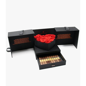 Custom printed luxury wedding favor candy package chocolate-box folding flower and chocolate luxury drawer mothers day gift box