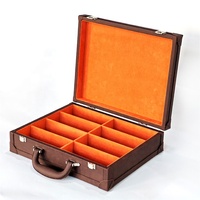 Fabricant de boîtes à lunettes de luxe personnalisées Boîte à lunettes de soleil faite à la main Boîte de rangement en cuir avec 8 grilles