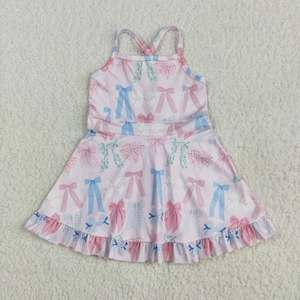 Vestidos Deportivos de Yoga para Niñas Pequeñas, con Tirantes, Estampados Coloridos de Lazos, Largos hasta la Rodilla, para el Verano - Product Image 5