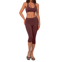 YanRuo Nouvel ensemble de yoga 2 pièces respirant en Spandex/Nylon pour femme, col en V, dos croisé, taille haute