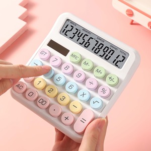 Mayorista Botones Grandes de 12 Dígitos Pantalla LCD Colorido Arco Iris Teclado Mecánico <span class=keywords><strong>Calculadora</strong></span> Solar con Fuente de Alimentación de Batería - Product Image 2