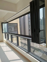 Porte pliante panoramique moderne en alliage d'aluminium à ouverture verticale, isolation thermique, insonorisation, balcon fermé