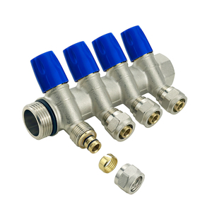 <span class=keywords><strong>Colector</strong></span> de distribución modular de latón con válvulas de cierre para sistemas de agua domésticos adecuados para tuberías PEX y <span class=keywords><strong>Multicapa</strong></span>. - Product Image 3