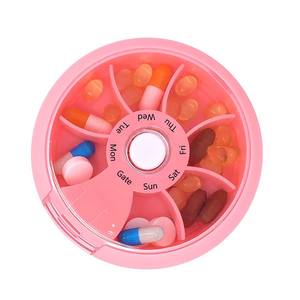 Marca personalizada de plástico dentro Visible ronda caja de <span class=keywords><strong>7</strong></span> días píldora organizador semanal de molino de viento de pastillero - Product Image 5