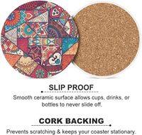 Sous-verres minimalistes en céramique et liège, écologiques, absorbants, personnalisables, motif floral vintage, pour café et boissons, cadeau mignon