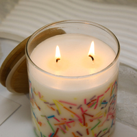 Bougie tendance à paillettes arc-en-ciel dans un récipient en verre, poids total 750g, longue durée de combustion, parfumée, pour la décoration de la maison
