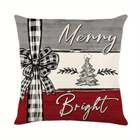 Housse de coussin de Noël Kongyu Home Textiles, motif arbre de Noël et carreaux, style ferme, pour canapé, décoration de vacances