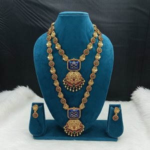 High Quality Traditional South <b>Indian</b> Temple Ethnic Brass Bridal Set Zircon Goddess Design Rose Gold Plated Wedding Engagement - Product Image 2