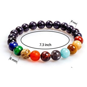Pulsera de 7 Chakras con <span class=keywords><strong>Piedras</strong></span> Naturales de 8mm, Cuentas de Chakra de 6mm, Pulsera Elástica de Piedra Arenisca Azul, Pulsera de Gemas con Energía Curativa para Yoga - Product Image 3