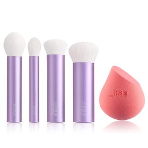 Jessup spugna per il trucco morbida senza lattice SP002 triangolo viso Kabuki Set di pennelli T517 incluso Puff in polvere Premium per la Routine di bellezza