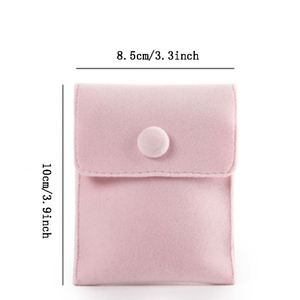Pochette personnalisée en velours avec bouton-pression pour bijoux et boucles d'oreilles, 8,5x10cm, pochette à rabat avec bouton, petit sac personnalisé avec logo pour fête - Product Image 2
