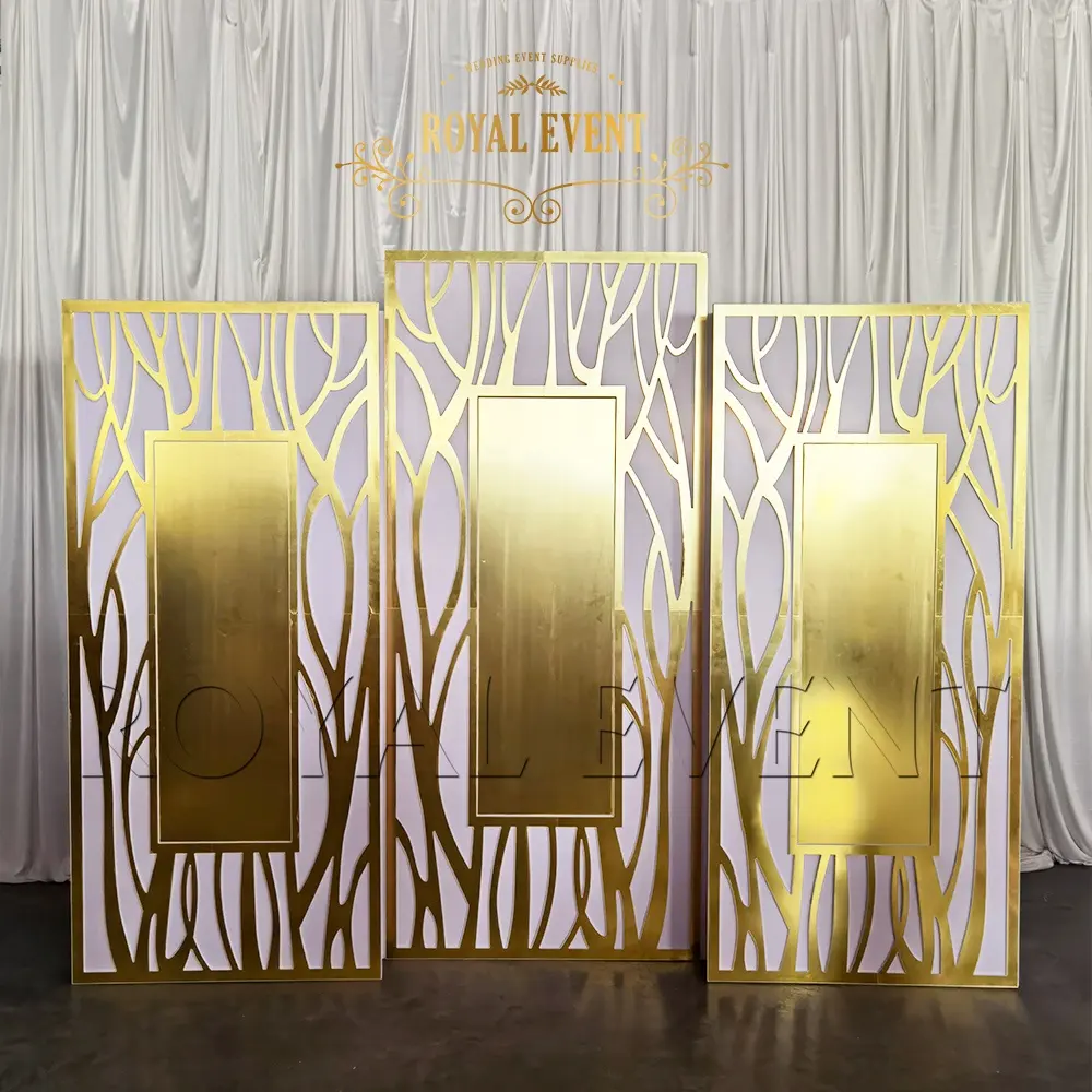 Cheap price Wedding furniture PVC Acrylic Gold wedding backdrops for party events