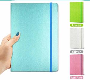 Carnet de notes A5 à couverture rigide en cuir pailleté, 100 feuilles, personnalisable, journaux artistiques, reliure cousue, bande élastique - Product Image 2