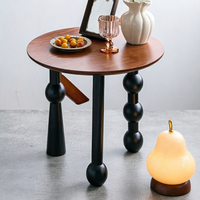 Table basse ronde en bois massif de style français vintage L901 #   Pour salon, petit appartement, balcon, design mi-siècle