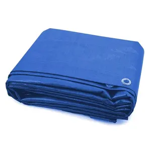 Poly Woven Tarpaulin for Tent Roofing Cover Blue Green Waterproof High Strength PE Tarps with Grommets