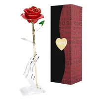 24K זהב אדום השתמר לנצח ורדים מלאכותי דקורטיבי פרחי מתנות לקידום מכירות אמהות יום מתנות חג האהבה מתנות