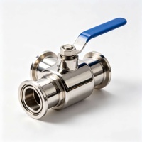 Vanne à boisseau sphérique sanitaire en acier inoxydable 304, 3 voies, type T, à raccord Tri-Clamp, manuelle, avec joint PTFE, PN16, OEM, 3/4"~4"