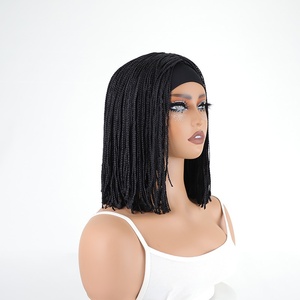 วิกผมสังเคราะห์สไตล์ยุโรปอเมริกันสำหรับผู้หญิง ผ้าคาดศีรษะแบบไหมน้ำแข็ง ทรงผมบ๊อบถักแบบแอฟริกัน ผลิตด้วยเครื่องจักร น้ำหนัก 300 กรัม เปลี่ยนทรงผมได้ - Product Image 1