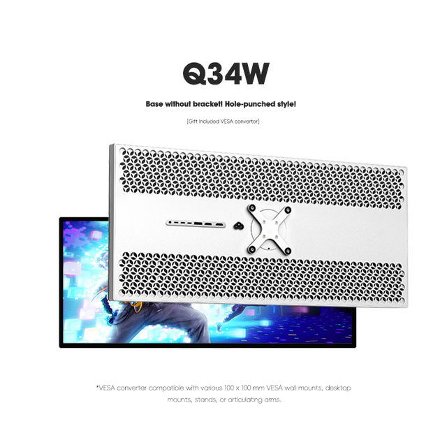 Kuycon Q34W 165Hz Gaming Pc Monitor 4k 34 Inch Monitor Led PC Screen Compatible with Third-party Robotic Arms