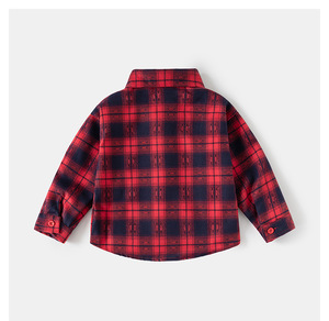 <span class=keywords><strong>Chemise</strong></span> à manches longues à col rabattu pour garçon, à <span class=keywords><strong>carreaux</strong></span> noirs <span class=keywords><strong>et</strong></span> rouges, printemps 2026 - Product Image 4