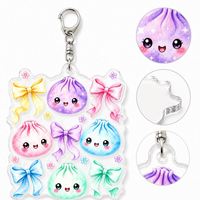 Porte-clés en acrylique personnalisé en gros, porte-clés Kawaii Bow Bao, breloque esthétique pastel, décoration de sac Coquette, cadeau personnalisé en vrac