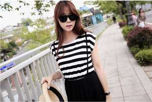 Nuovo stile <span class=keywords><strong>vestito</strong></span> estivo di maternità con strisce dimagranti, gonna lunga, adatto per l'<span class=keywords><strong>allattamento</strong></span> al seno donne in gravidanza. - Product Image 5