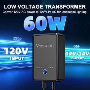 Transformateur paysager basse <span class=keywords><strong>tension</strong></span> 60W, résistant aux intempéries, 120V AC vers 12V DC, pour éclairage extérieur de jardin et allées, avec minuterie - Product Image 2