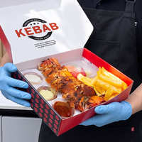 Caja de Embalaje de Papel Negro de Lujo para Alimentos Desechables, Caja para Comida Rápida, Pollo Frito, Hamburguesas y Papas Fritas