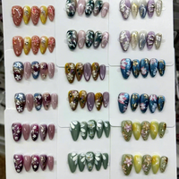 Faux ongles en acrylique 3D œil de chat faits à la main, forme amande, courts, réutilisables, vente en gros, aléatoires
