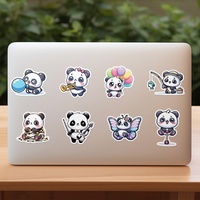 50 autocollants adhésifs mignons de panda pour la décoration de téléphones portables, ordinateurs et gobelets, autocollants de dessin animé imperméables