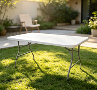 Table de marché extérieure moderne et minimaliste, résistante à l'huile, durable, pliable, en plastique HDPE blanc, design rectangulaire, directement de l'usine