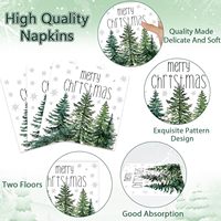 Ensemble de 96 assiettes et serviettes en papier de Noël, design aquarelle, motifs de cèdres et de pin, pour 24 invités, décoration de table pour fête de Noël
