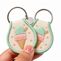 Porte-clés brodé personnalisé, design double face, broderie en tissu, porte-clés brodé pour cadeau promotionnel d'entreprise