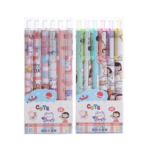 Push Button Gel <b>Pens</b> 6 Pack Cute Design For Office School Use Plastic Body Bullet Tip Black Ink - Product Image 5