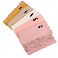 Écharpe en cachemire pour femme, personnalisée, unie, épaisse, chaude, décontractée, d'hiver, style hijab, châle pashmina, avec pompons, 70*200CM, 200g