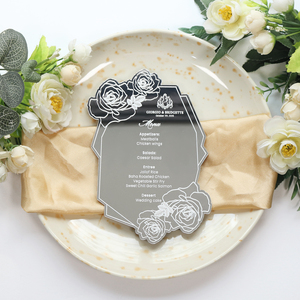 Tarjetas de mesa de menú de boda acrílicas con espejo plateado de diseño personalizado Ins, tarjetas de agradecimiento para boda, banquete de boda <span class=keywords><strong>y</strong></span> decoración - Product Image 2