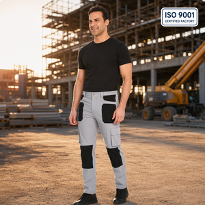 Reinforced <strong>Work</strong> <strong>Pants</strong> Stretch Side Waist Multi Pocket Contrast Cargo Trousers Knee Reinforcement <strong>Work</strong> Trousers OEM Custom Logo - Product Image 1